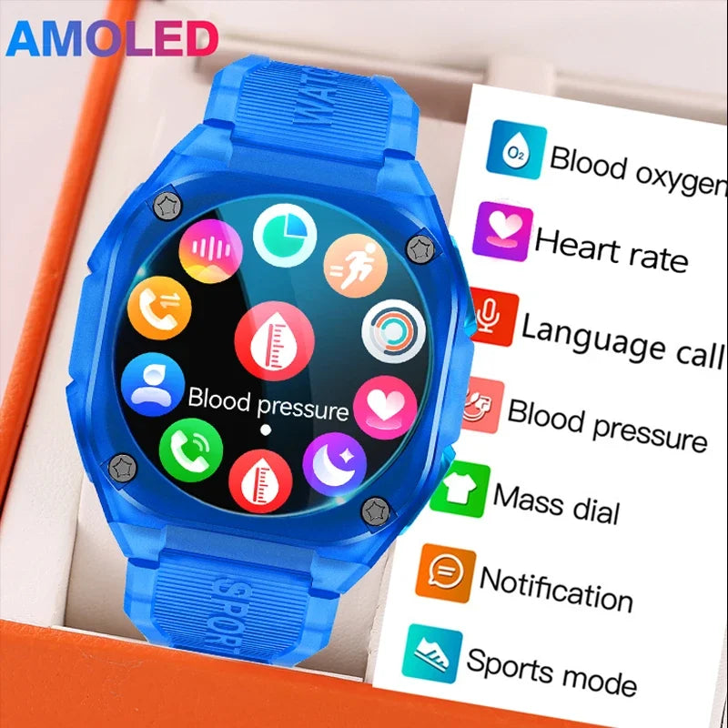 AMOLED Screen Smartwatch for Men and Women Always Displays Sports Smartwatch Heart Rate Fitness Wristband 2024 5ATM Waterproof