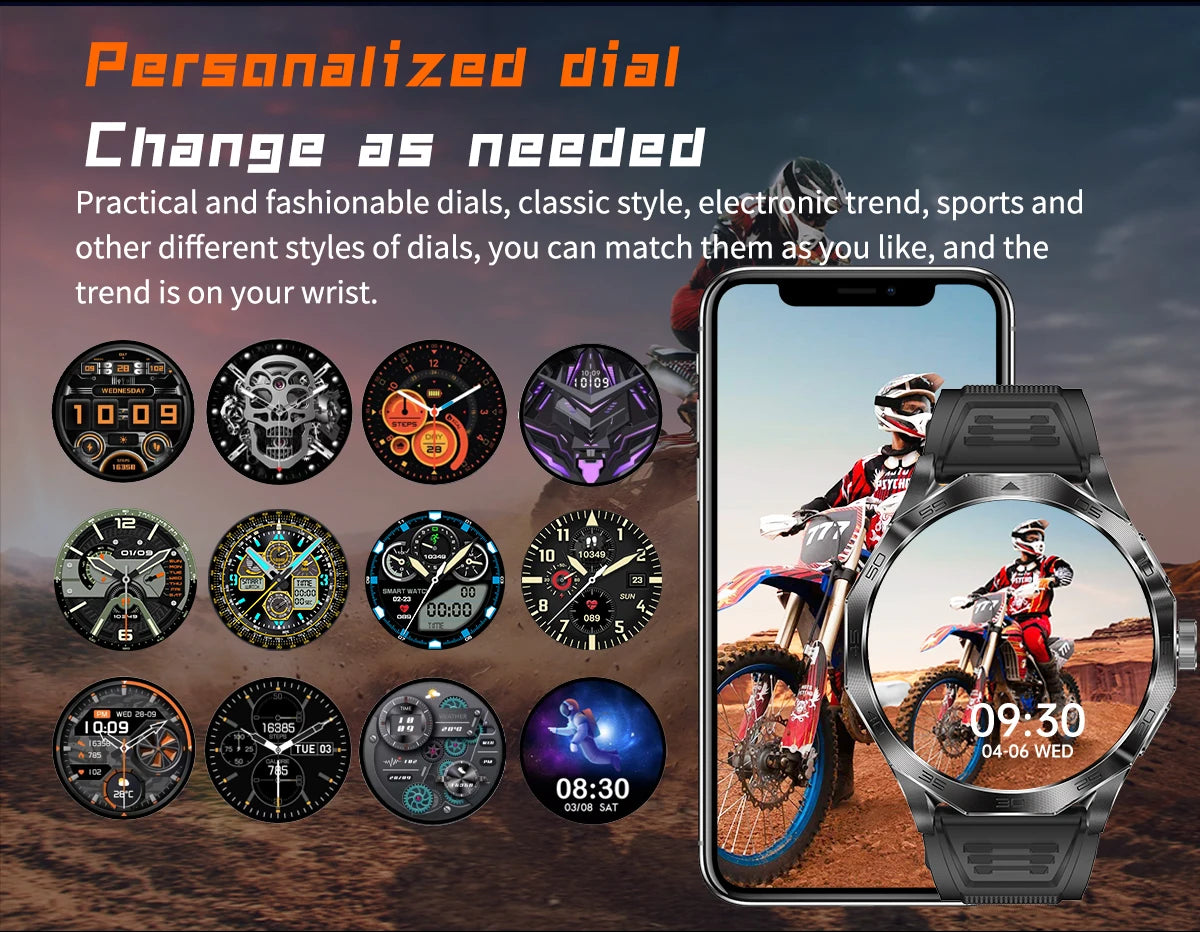 2024 New Men Outdoor Smartwatch 1.85inch 360*360 AMOLED HD Screen Bluetooth Call 710 Mah Battery Smartwatch For Huawei Xiaomi