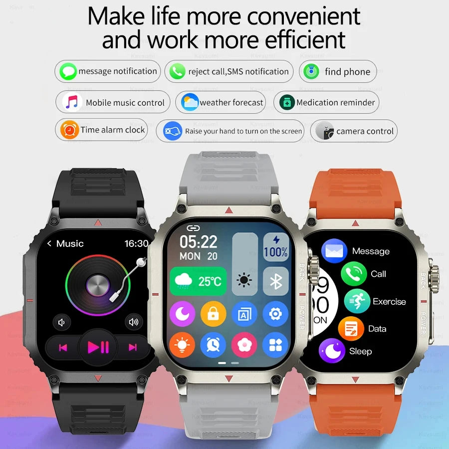 2024 Outdoor Smart Watch Men 1.95" Screen IP68 Waterproof Watches Bluetooth Call Smartwatch GPS Motion Trajectory For Android