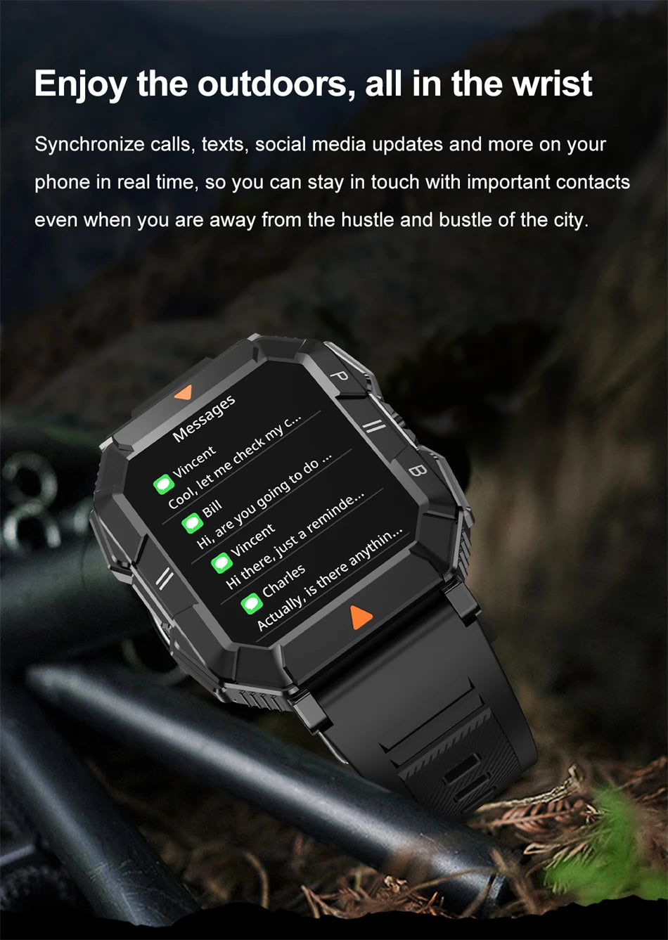 2024 Smart Watch Men New With LED Flashlight Bluetooth Call 1.83inch Waterproof Sleep Monitor Sports Watch Fitness Smartwatch