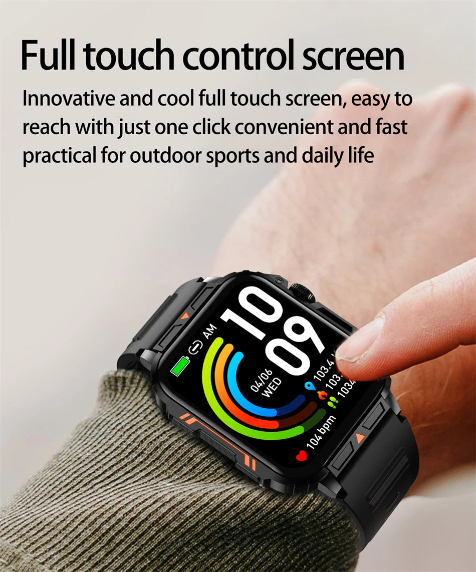 Outdoor Military Smart Watch Men 1.95 inch Bluetooth Call Smartwatch For Android IOS IP68 Waterproof Sports Fitness Watches 2024