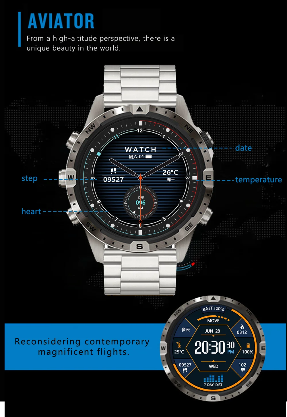 Smart Watch 2024 Gt45 Bluetooth Call Heart Rate Blood Oxygen Monitoring Outdoor Sports Dual Strap Smartwatch For Men And Women