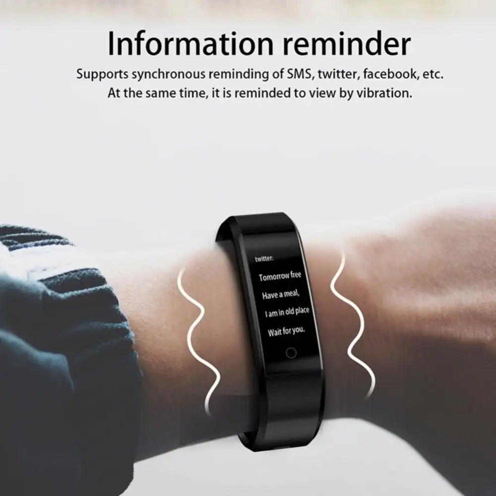 115plus Smart Watch Men Women Fitness Tracker Sport Watch Waterproof Smartwatch Heart Rate Blood Pressure Monitor Smart Band