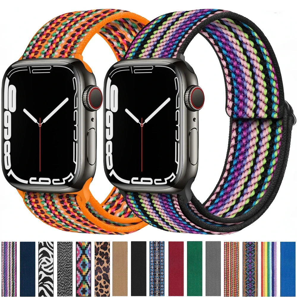 Nylon Loop Strap for Apple Watch Band 44mm 40mm 45mm 49mm 41mm 42mm 38mm 44 45 mm Bracelet iWatch Series Ultra 8 7 6 5 4 SE Band