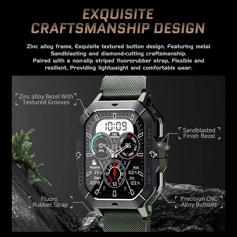 2024 New 1ATM Outdoor Military GPS Smart Watch Men IP68 Waterproof Sports Ftiness Watches 2.02'' Bluetooth Call Smartwatch Man