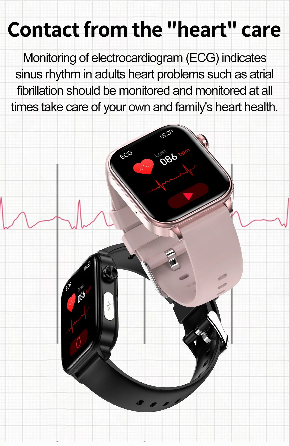 2024 New Ecg Smart Watch Men for Anroid Ios Xiaomi Watches 1.96 Inch Blood Sugar Pressure Temperature Bluetooth Call Smartwatch