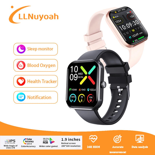 llNuyoah F96 Smart Watch 1.90" IPS LCD with SOS Bluetooth Call Blood Oxygen 108 Sports Modes for Android IOS 2024 for Men Women