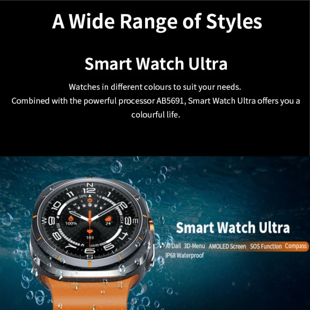 2024 Watch 7 Ultra AMOLED Smart Watch Ai Dail 3D Menu Compass Men W7 Smartwatch Women Bluetooth Call Wireless Charging Sports