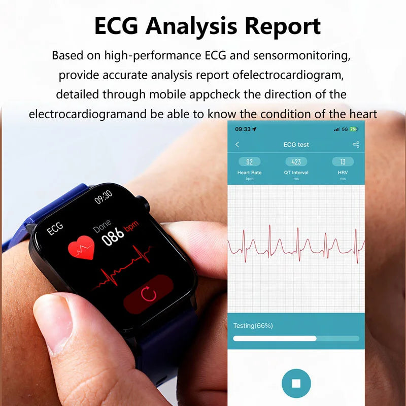 2024 New Medical Grade Smart Watch Women Blood Glucose Lipid Watches AI Diagnostic Health Tracker Bluetooth Call Smartwatch Men