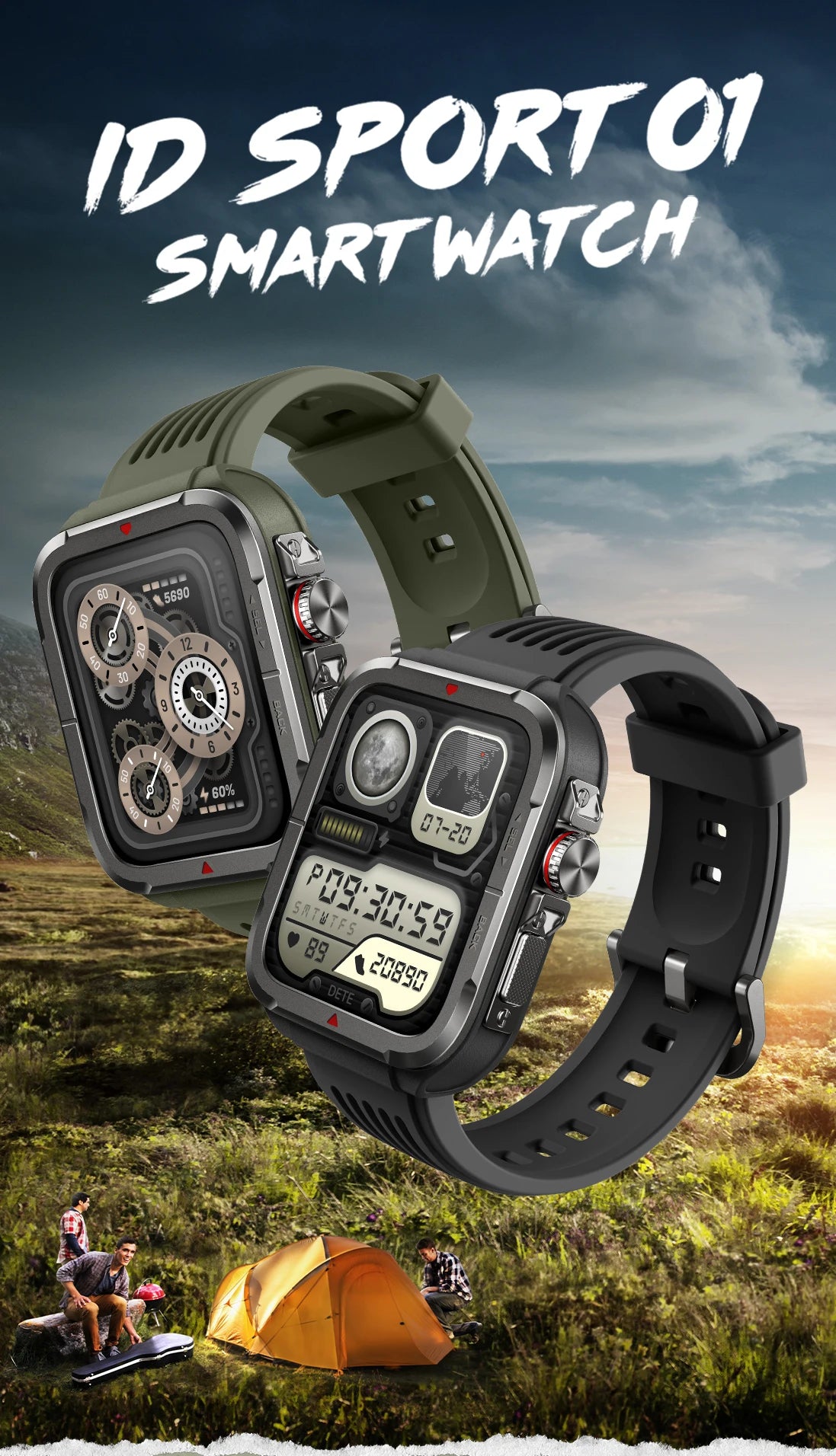 2024 Military Outdoor Sport Smart Watches For Men Women Bluetooth Call Smartwatch Build-in Alexa 5ATM IP68 Waterproof Heart Rate