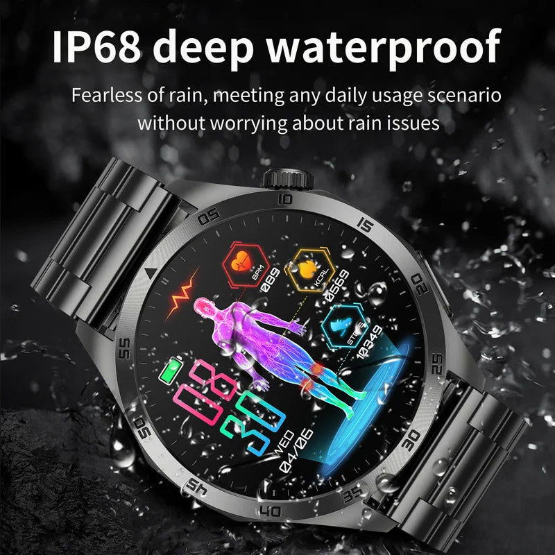 2024 New Blood Glucose Smart Watch for Men ECG Watches Blood Lipids Uric Acid Bluetooth Call Health Smartwatch Fitness Tracker