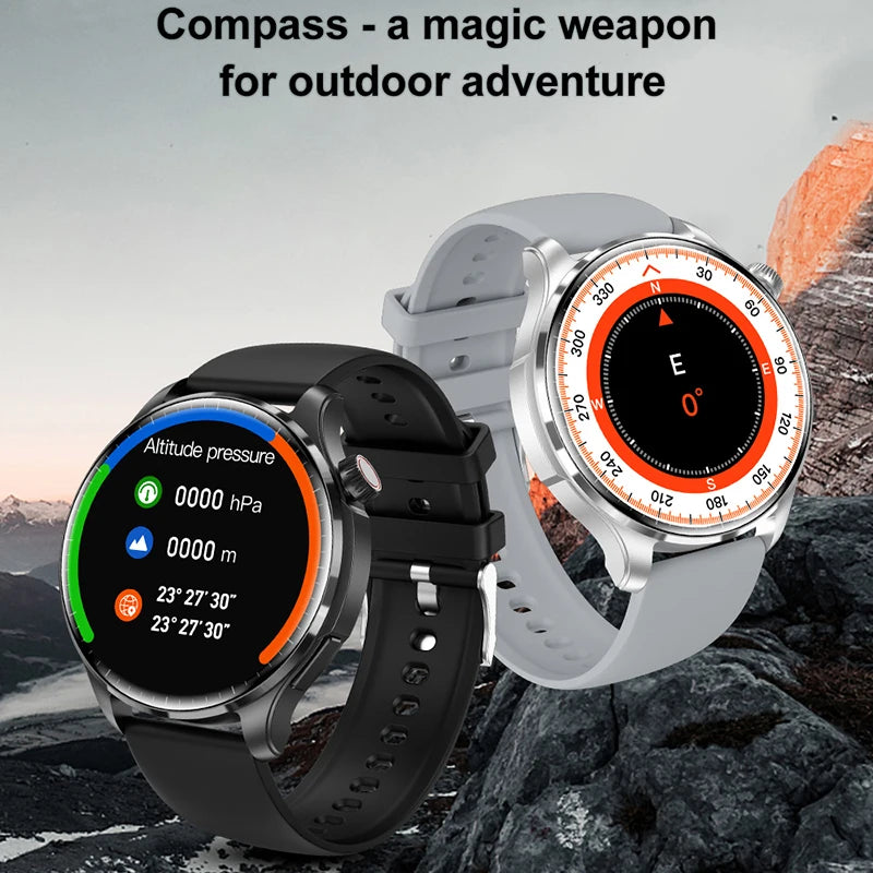 2024 New Smart Watch Men GPS Track Heart Rate AMOLED 360*360 HD Screen Blood Sugar BT Call IP68 Waterproof Smartwatch For HUAWEI