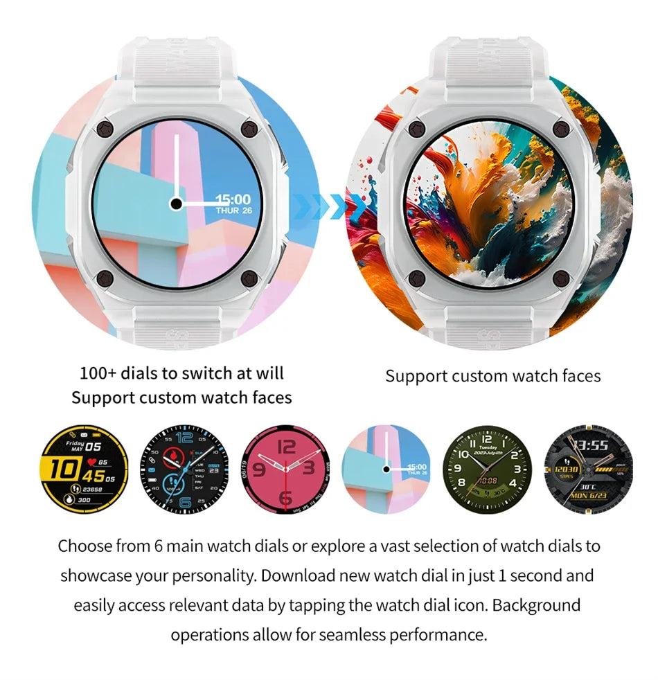 2024 Men Smart Watch AMOLED Screen Always On Display Clock  Women smartwatch Compass Sports SmartWatches 5ATM Waterproof Watches