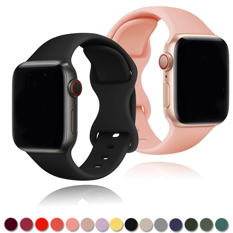 Silicone Strap For Apple Watch Band 45mm 44mm 49mm 41mm 40mm 42mm 38mm Sports Soft bracelet iwatch series 9 8 7 se 3 4 5 6 Ultra