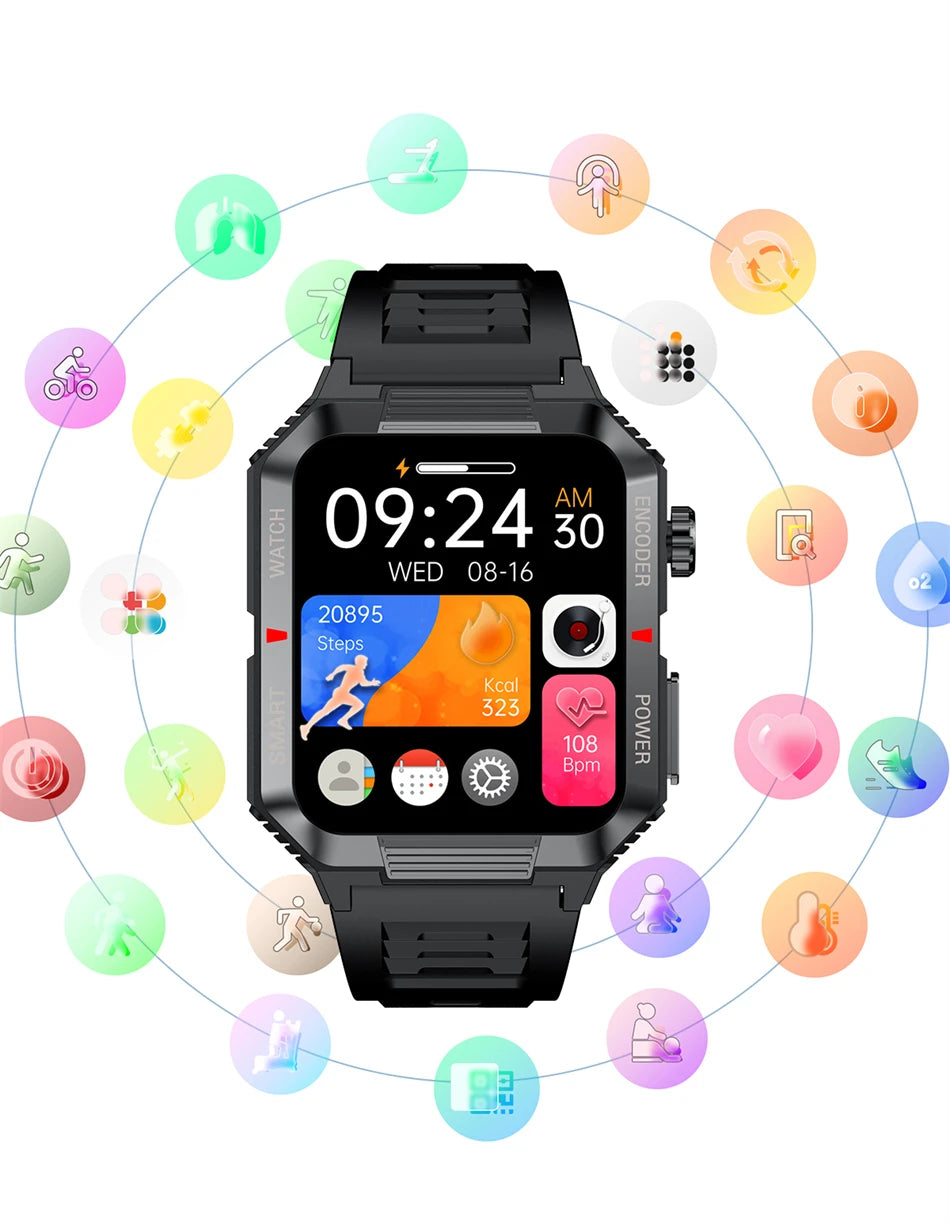 2024 New ECG+PPG Smart Sport Watch Men 1.99 Inch Large Screen Heart Rate Bluetooth Call Waterproof Weather Monitoring SmartWatch