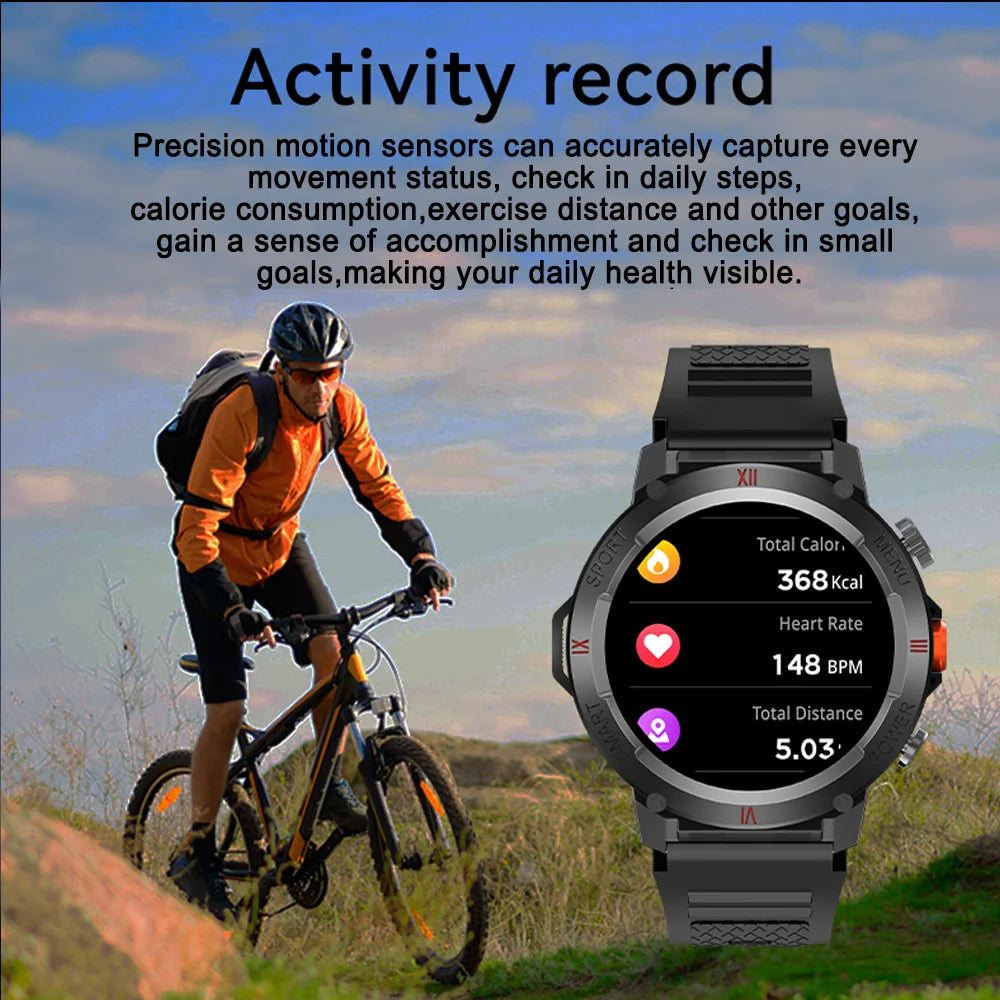 2024 New Smart Watch Men GPS Track LED Flashlight Outdoor Sport Fitness Waterproof Bluetooth Call Smartwatch For Huawei Xiaomi