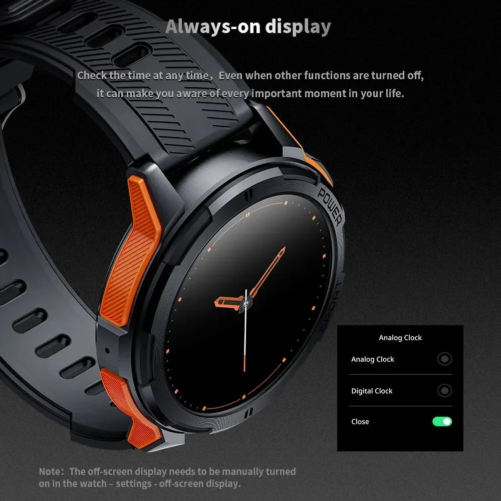 Rugged Outdoor Military 1ATM Waterproof Watches Sports Bluetooth Smartwatch For Men Smart Watch 2024 New Clock For Xiaomi Huawei