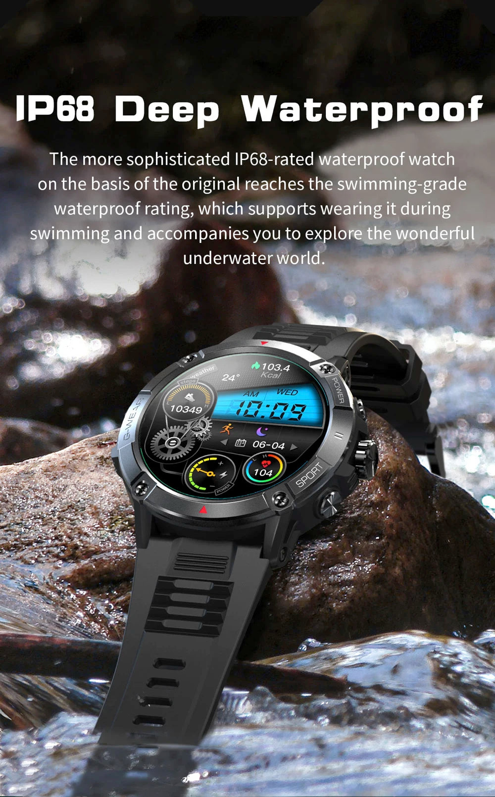 New Men Outdoor Sports Compass Smart Watch Blue Tooth Call Bracelet Health Monitoring 400mAh Battery Waterproof 2024 Smartwatch