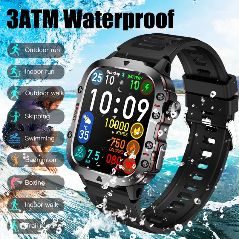 Rugged Military Smart Watch Men For Huawe ios Ftiness Watches Ip68 Waterproof AI Voice Bluetooth Call Smartwatch 2024 New Man