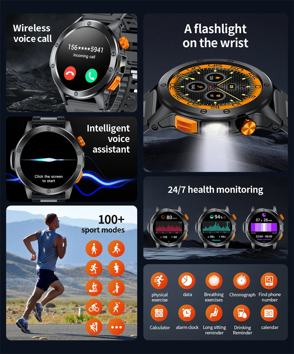 2024 Smart Watch Men Space Exploration HD Screen AI Voice Assistant Bluetooth Call Heart Rate Monitor SmartWatch For Android IOS