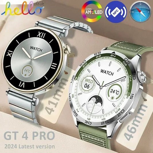 Smartwatch 2024 New For Huawei GT 4 Pro HD AMOLED NFC Compass ChatGPT Dial Bluetooth Call Wireless Charge Smart Watch Men Women