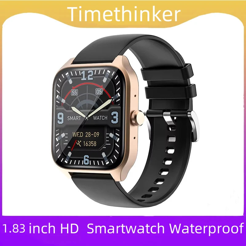 Timethinker 2024 Bluetooth Call Smart Watch 1.83'' HD Screen Men Women Health Monitor Smartwatch Sport Watches for Android IOS