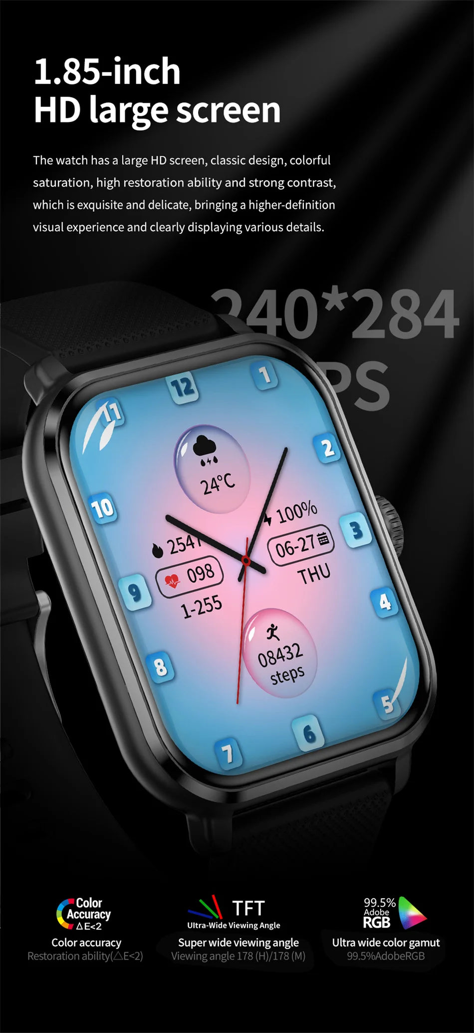 2024 For New Smart Watch High Refresh AMOLED Screen Always Show Time Bluetooth Call NFC GPS Men Smartwatch For Huawei Android