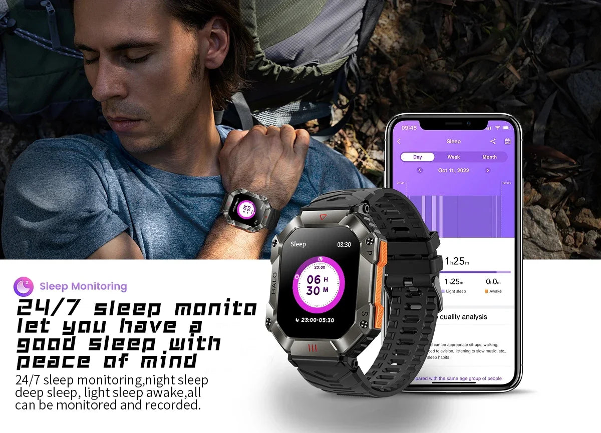 2024 Men Smart Watch For Android IOS Fitness Watches Ip68 Waterproof Military Healthy Monitor AI Voice Bluetooth Call Smartwatch