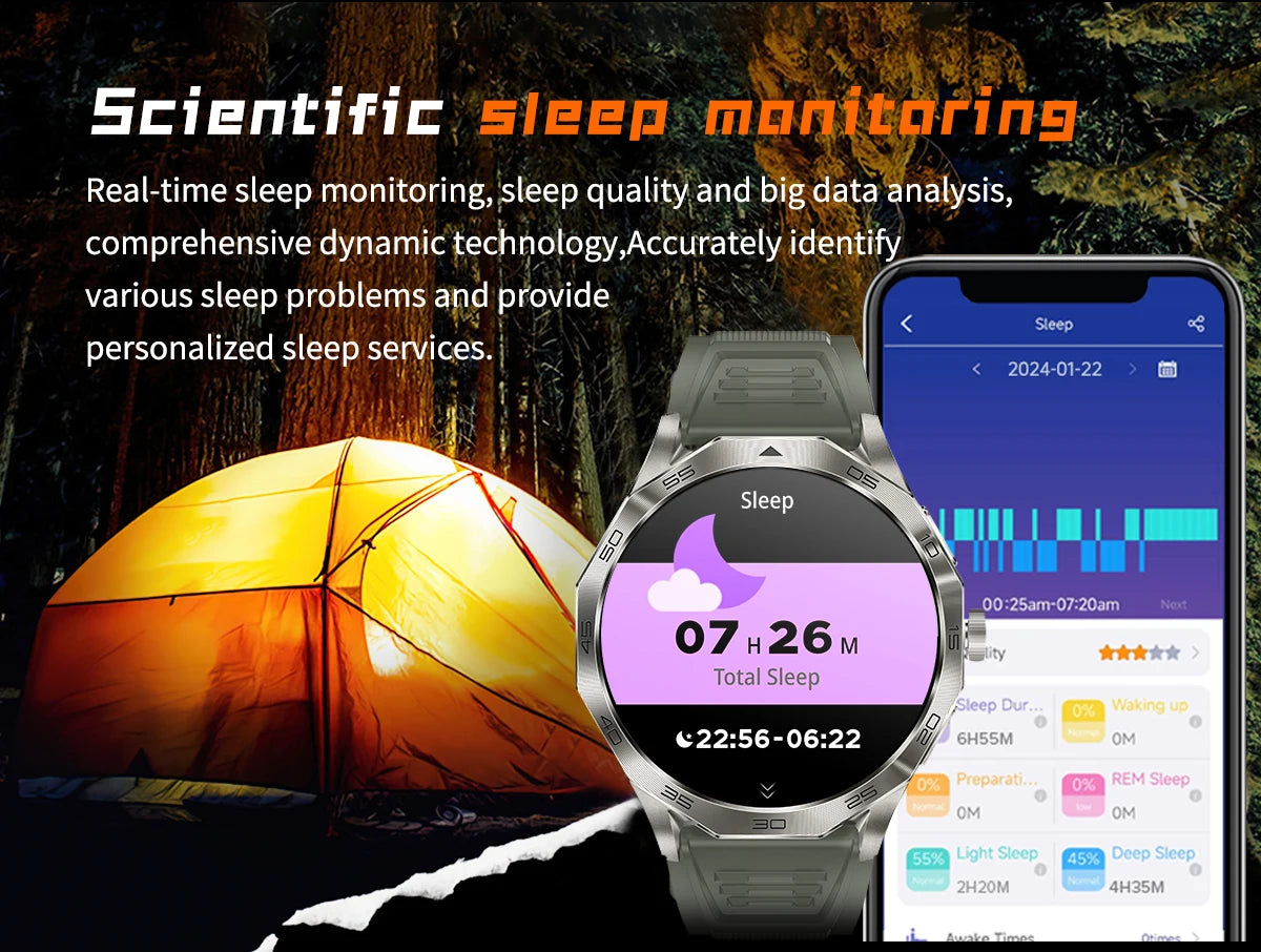 2024 Outdoor Men IP68 waterproof smartwatch 710Mah battery GPS Motion track HD Bluetooth Call Men's smartwatch for Android iOS