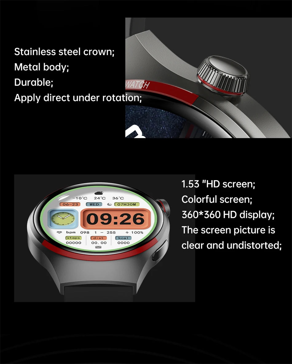 2024 New For Huawei GT4PRO Smart Watch Men Watch 4Pro AMOLED HD Screen Bluetooth Call GPS NFC Heart rate Blood oxygen SmartWatch