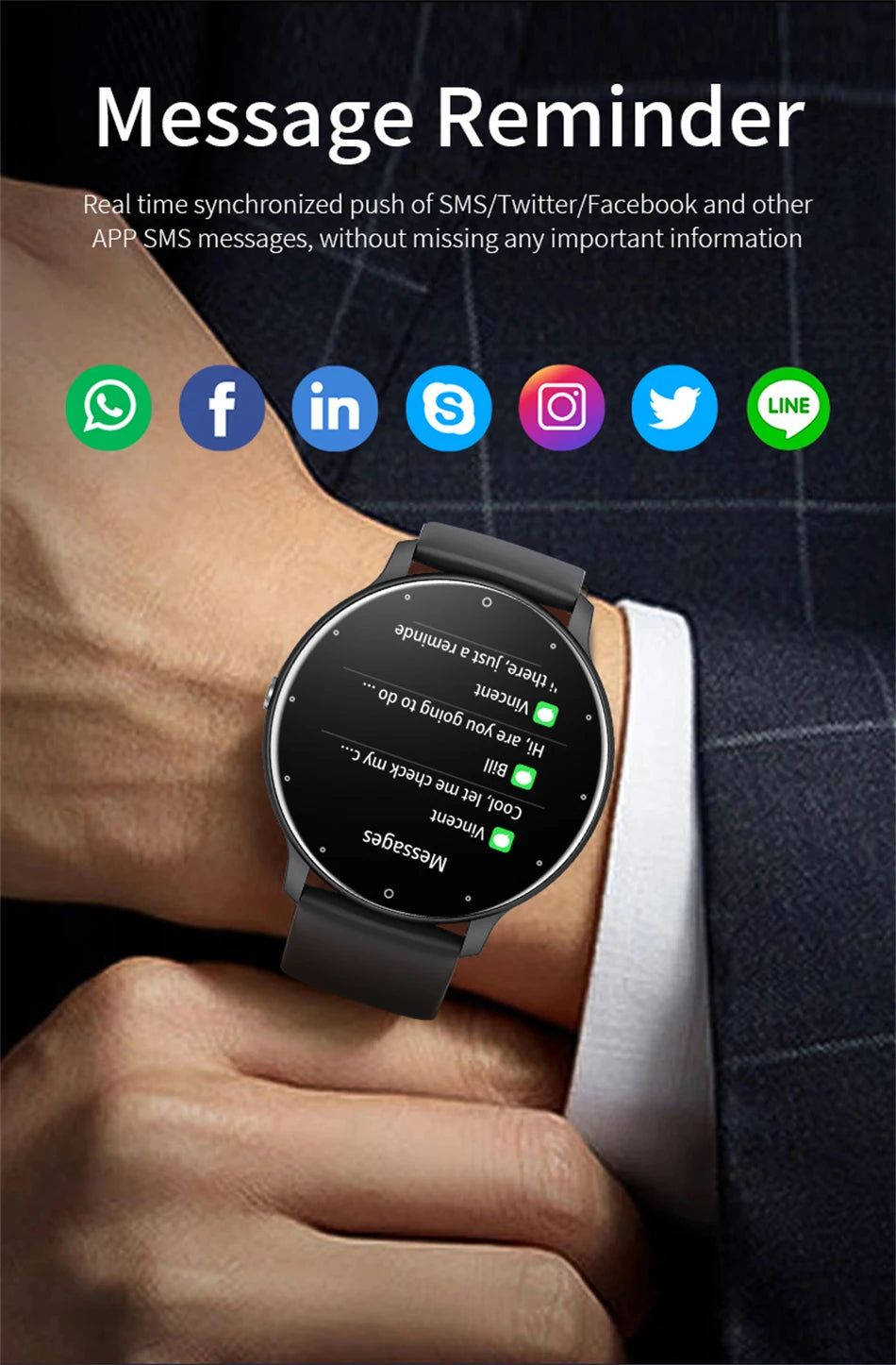 LIGE 2024 New Smart Watch Men Full Touch Screen Sport Fitness Watch IP67 Waterproof Bluetooth For Android IOS Smartwatch Men