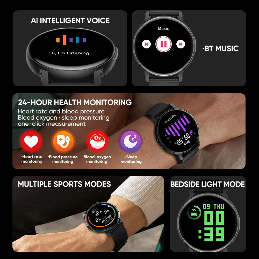 2024 New Bluetooth Call Smartwatch Women Heart Rate Sports Men Watch Fitness Tracker Waterproof Smartwatch Man For Android IOS