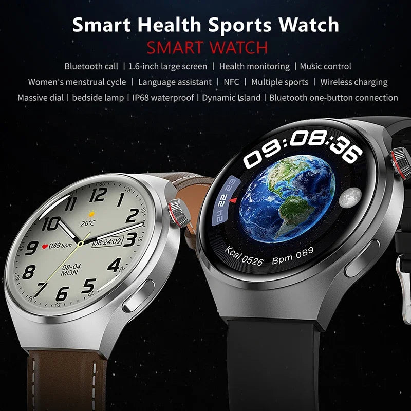 For Huawei Xiaomi NFC Smart Watch Men Watch 4 Pro AMOLED HD Screen Heart Rate Bluetooth Call IP68 Waterproof SmartWatch 2024 New