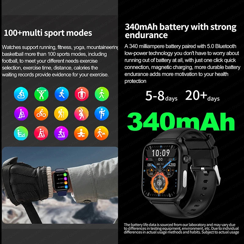 2024 New ECG+PPG Uric Acid Non-Invasive Blood Sugar Smartwatch Men Bluetooth Call Heart Rate Blood Pressure Smart Watch Women