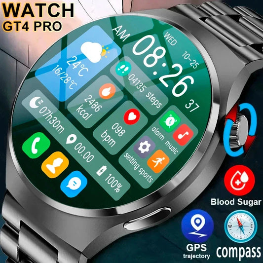 2024 New Smart Watches Men GT4 Pro AMOLED HD Screen Bluetooth Call GPS NFC IP68 Waterproof Watches Blood Sugar Smartwatch Woman