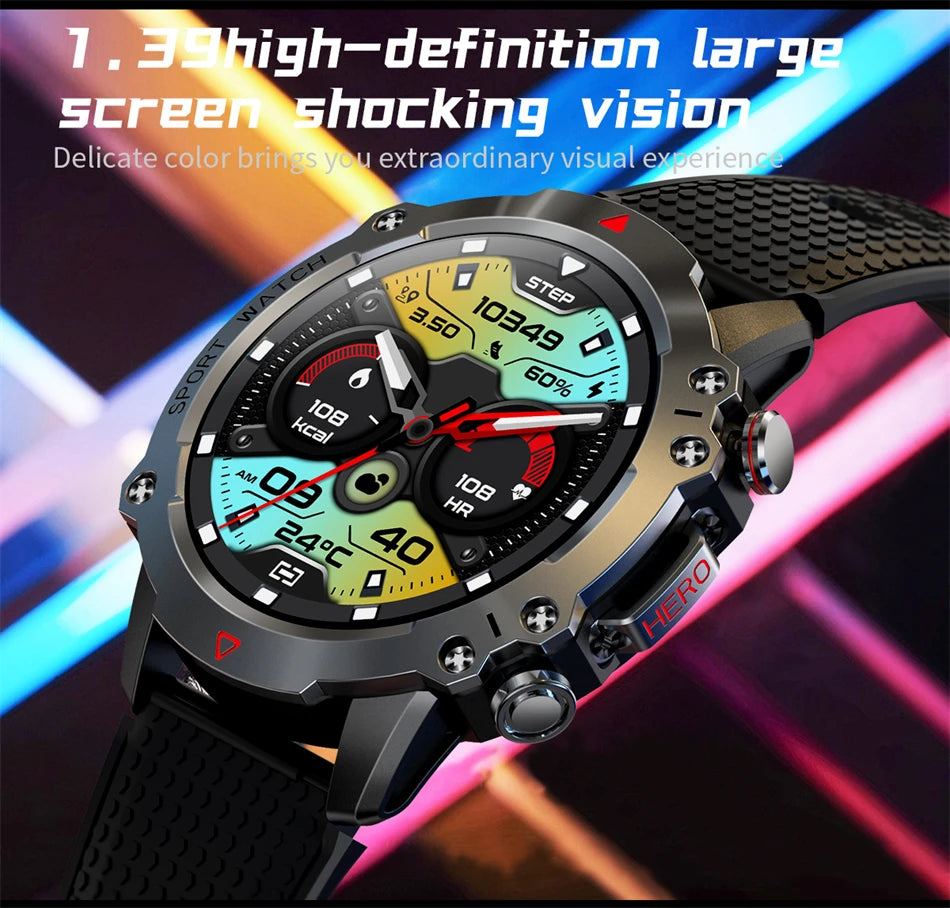 2024  AMOLED HD Screen Watch Bluetooth Call Smartwatch Waterproof Outdoor Sports Tracker 450 mA Battery fashion Men Smart Watch