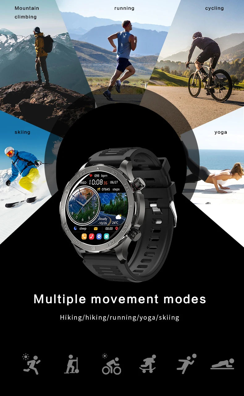 2024 NFC Smart Watch Man 360*360 Screen GPS Movement Track Sport Watches Women Wireless Charging Bluetooth Call NFC Smartwatch