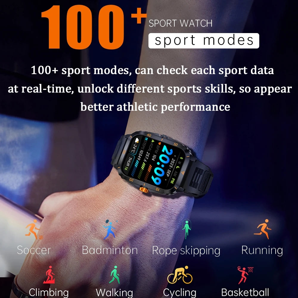 2024 New Outdoor Sports Smart Watch Men 430 mAh Battery 3ATM Waterproof Sports Watches 1.96 inch Bluetooth Call Smartwatch Man