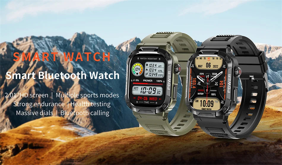 2024 New Outdoor Military Smart Watch Men Bluetooth Call Smartwatch For Android IOS IP68 Waterproof Sports Fitness Smart Watches