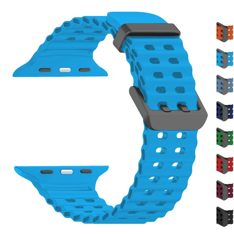 Silicone Strap for Apple Watch Ultra 2 49mm 45mm 44mm 42mm 38mm 41mm 40mm Sport Band for IWatch Series 9 8 7 6 SE 5 4 3 2 Correa