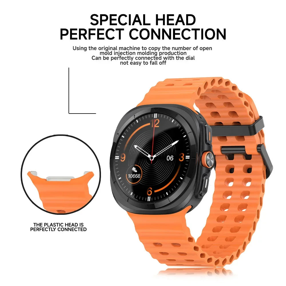 Breathable Strap For Samsung Galaxy Watch 7 Ultra 47mm Silicone Smart Wristband Bracelet Wrist Band Watch7 Accessories Case