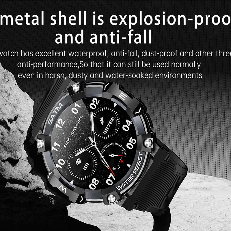 2024 New Smartwatch 1.39'' 5ATM IP68 Waterproof Clock Anti-fall Explosion Proof Wristwatch BT Call Men Outdoor Sport Smart Watch