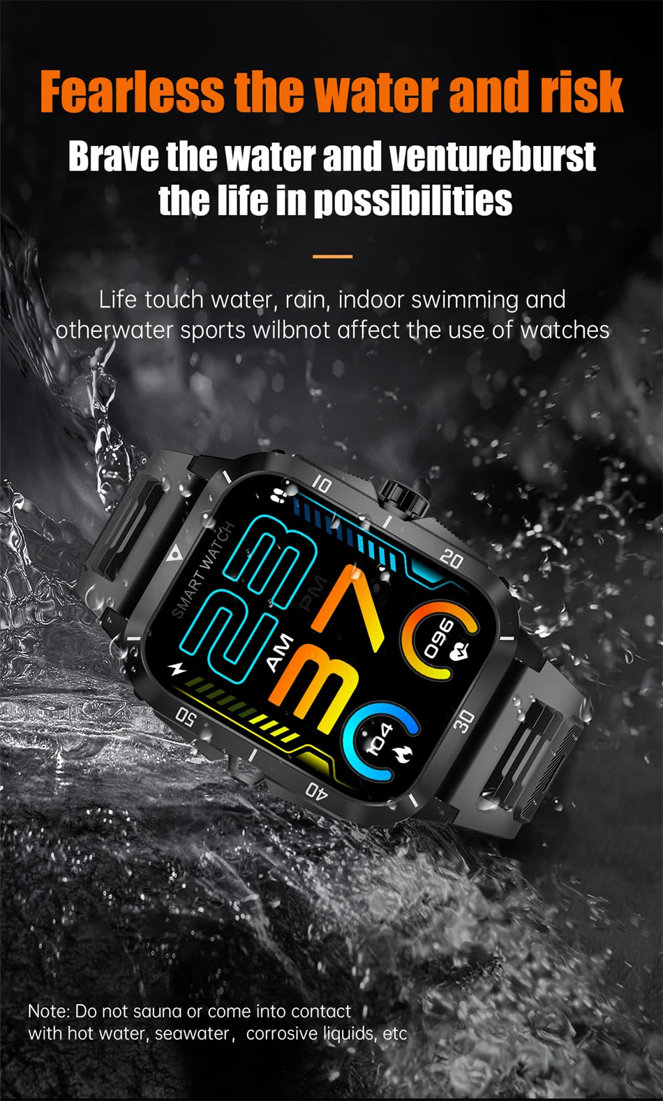 2024 New Outdoor Sports Smart Watch Men 430 mAh Battery 3ATM Waterproof Sports Watches 1.96 inch Bluetooth Call Smartwatch Man