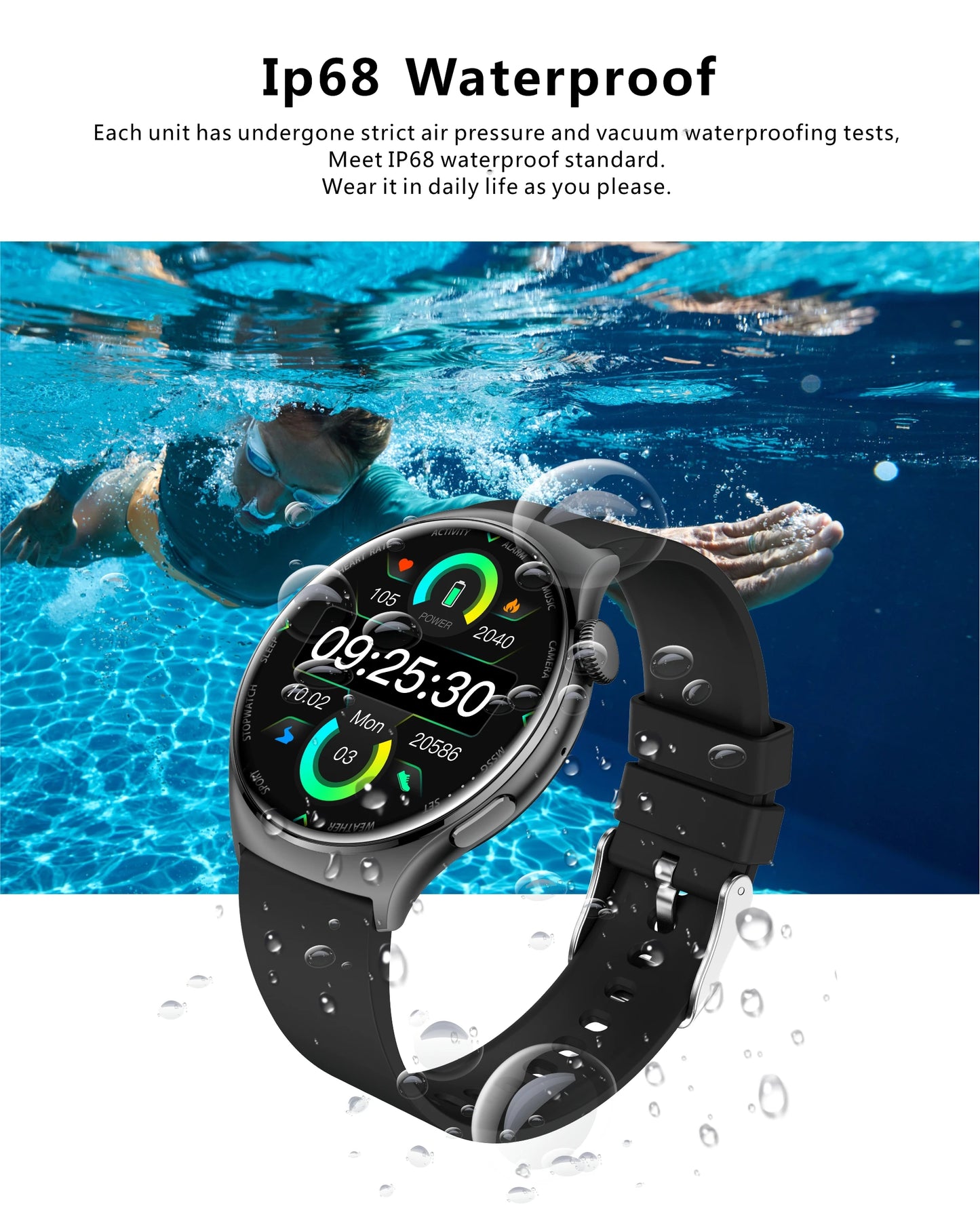 2024 Real AMOLED Smart Watch Men Women 1.43 inch 1ATM Waterproof Sports Watch Screen Always Show Time Voice Calling Smartwatch