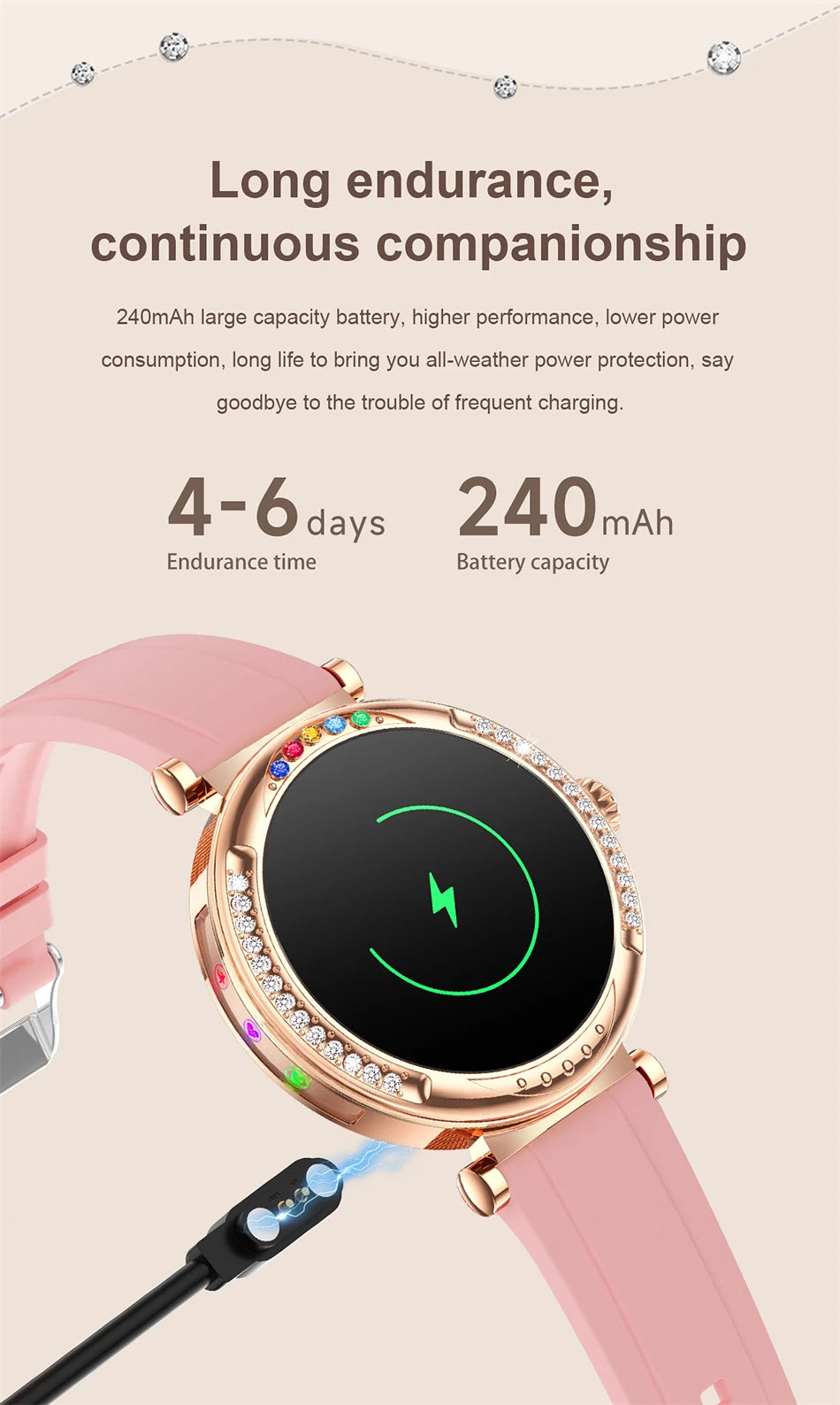 For Android Xiaomi Smart Watch Women Heart Rate Sports Fashion Ladies Bracelet Bluetooth Call Waterproof Smart Watch 2024 New