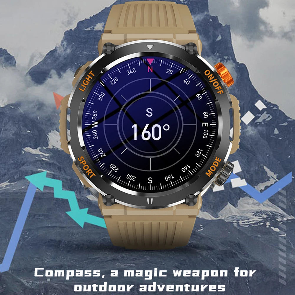 2024 Bluetooth Call Smart Watch Men IP68 Waterproof Sports 450 mAh Large Battery Fitness Tracker with LED Flashlight Smartwatch