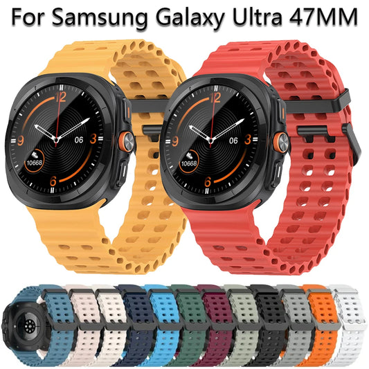 Breathable Strap For Samsung Galaxy Watch 7 Ultra 47mm Silicone Smart Wristband Bracelet Wrist Band Watch7 Accessories Case