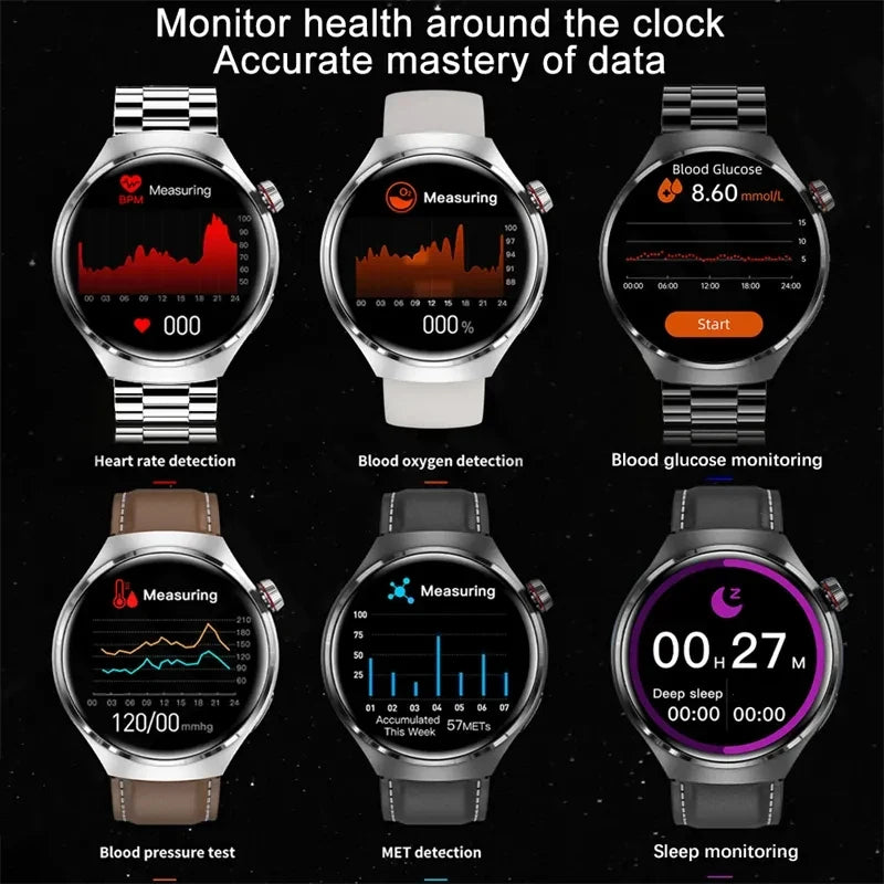 2024 New Watch 4 Pro NFC Smart Watch for Men GPS Tracker AMOLED 360*360 HD Screen Blood Sugar BT Call Waterproof Smartwatch