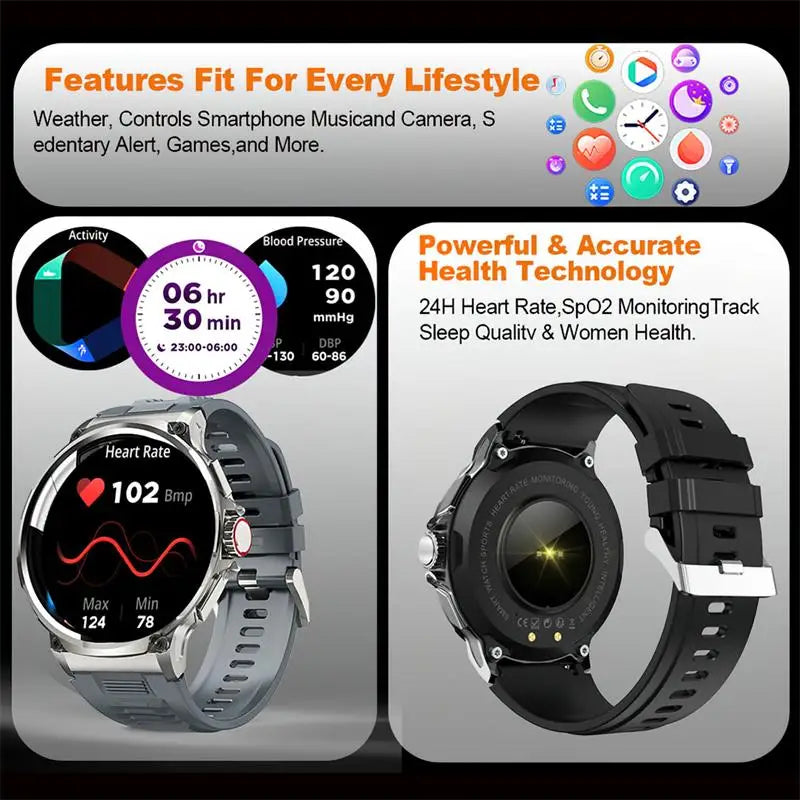 Outdoors Military Smart Watch Men For Android IOS Blood Pressure Waterproof 710 mAh Watches Bluetooth Call Smartwatch 2024 New