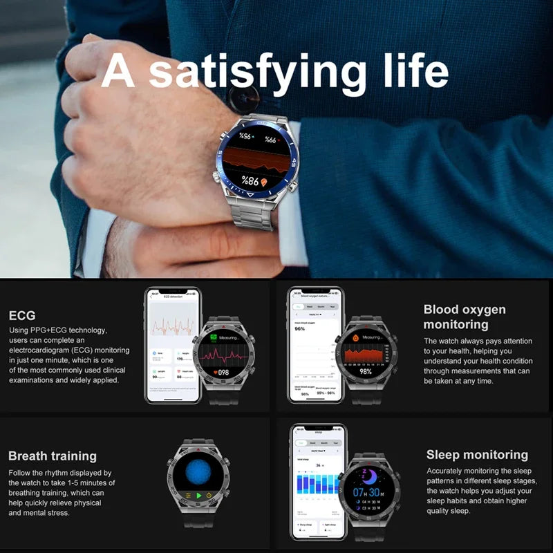 Luxury NFC Smart Watch For Men Bluetooth Call IP68Waterproof Smartwatch Men 2024 AMOLED Watches Sports Outdoor Compass GPS Track